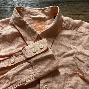 Tommy Bahama Relax Mens Button Up Long Sleeve Shirt Size XL‎ Linen Peach